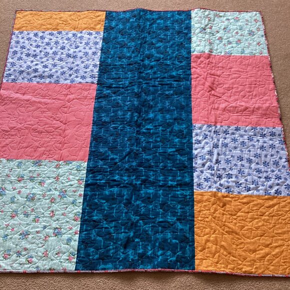 Handmade Lap Quilt Throw Blanket Stars Patchwork Small Comforter Bedding - Picture 5 of 7